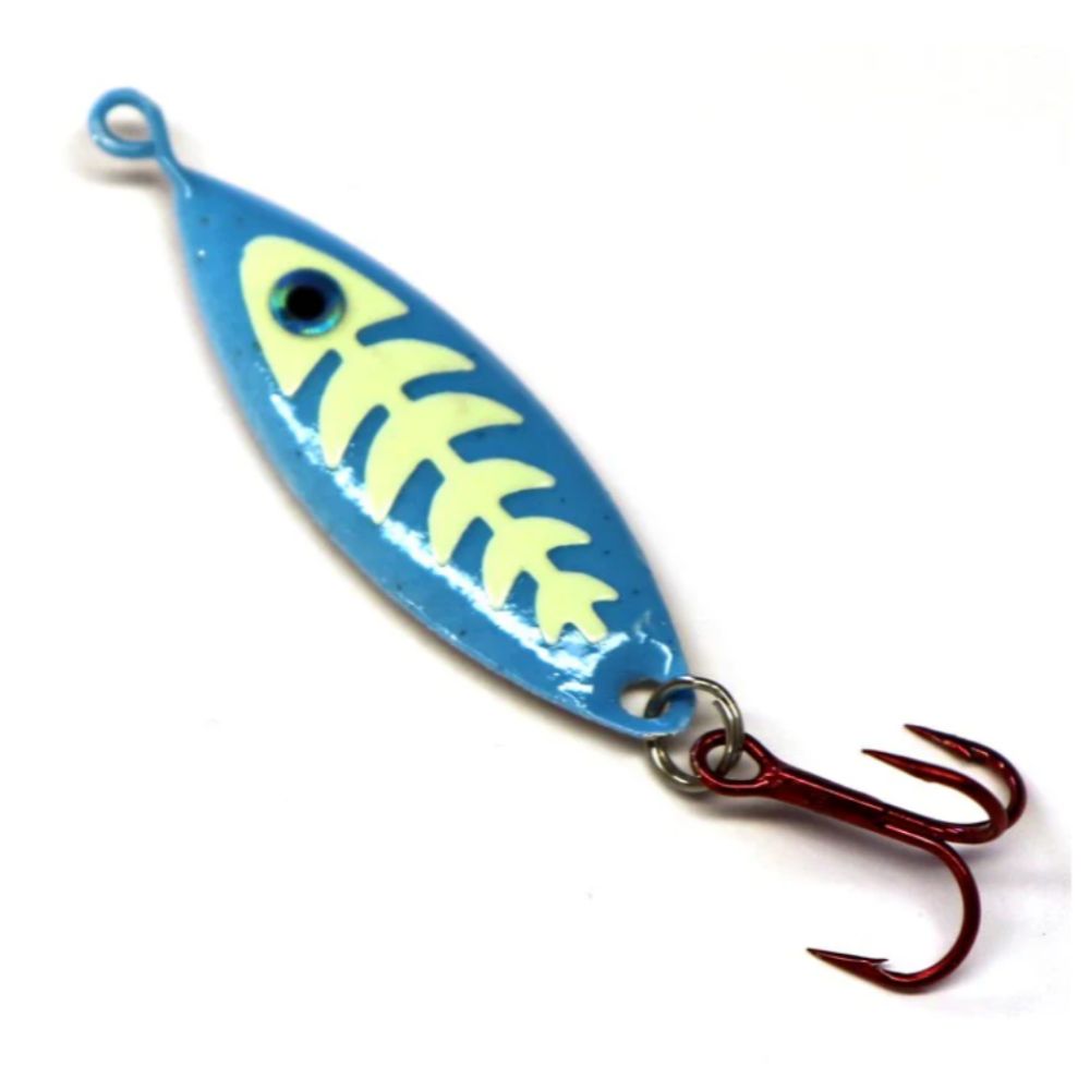 JB Lures Weasel With Glo Bones, Color: Glo-Blue, Size: 1/8