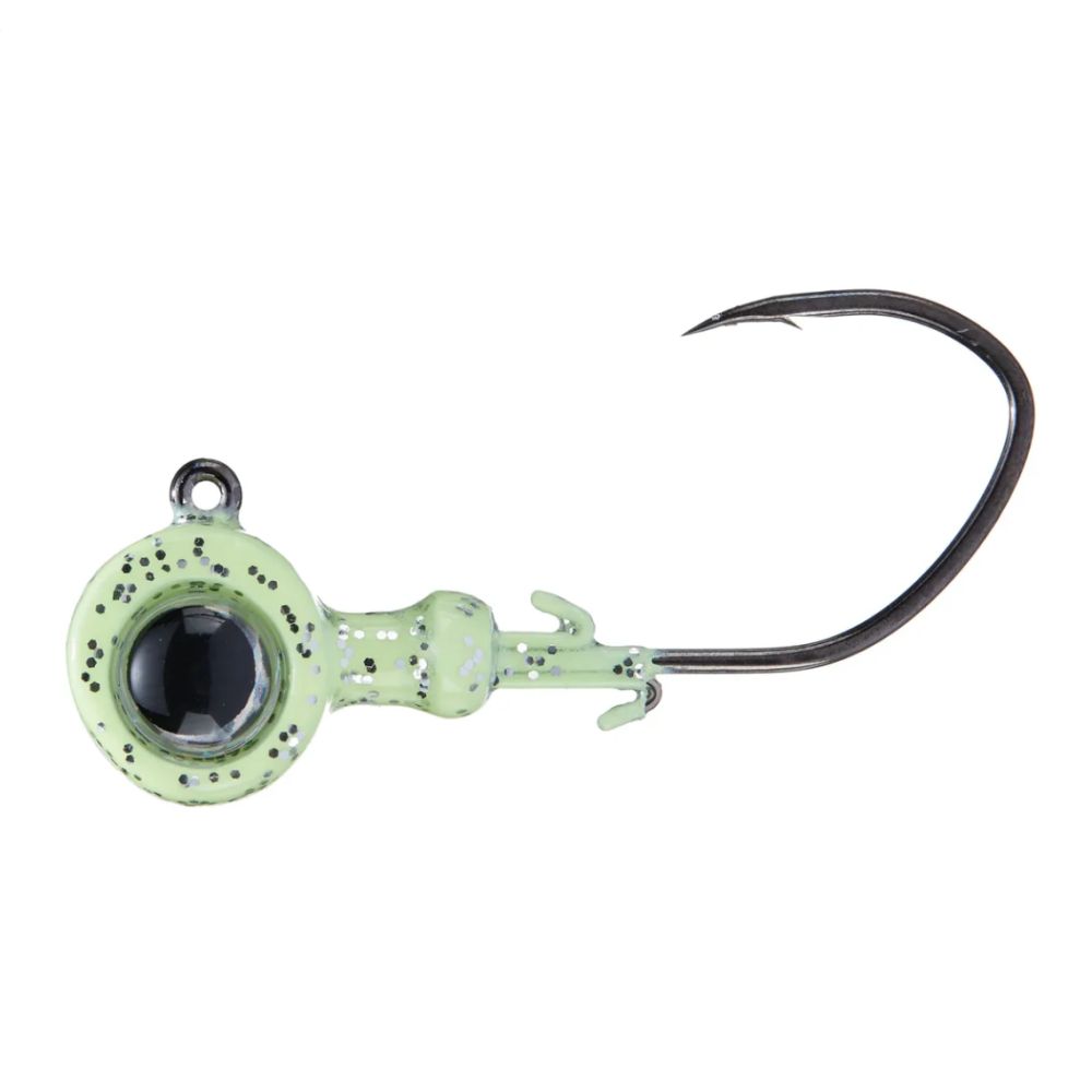 Gamakatsu MaxEye Jig Pill Head, Colour: Glow Silver Sparkle, Size: 1/8oz, Quantity: 3