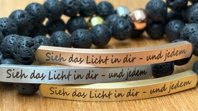 Armband Vulkangestein/gold/silber