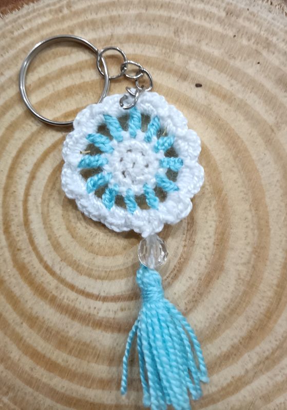 Dreamcatcher keychain. White and turquoise   handmade