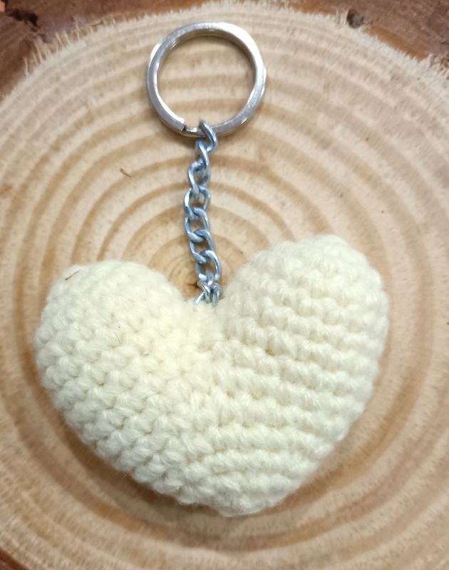 Porte-clés coeur jaune   fait à la main