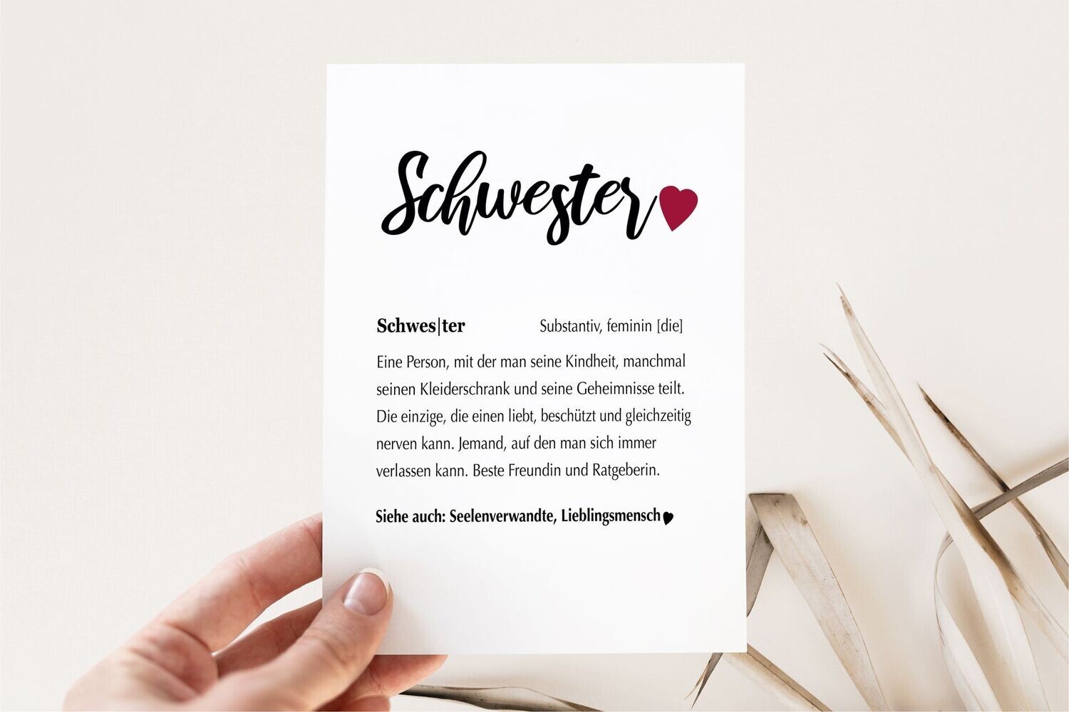 Karte Definition Schwester mit Umschlag