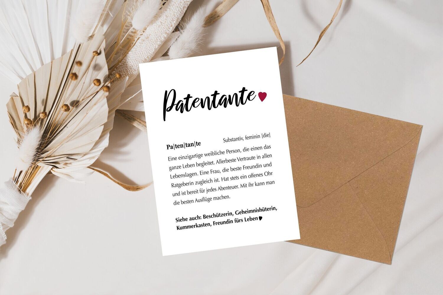 Karte Definition Patentante mit Umschlag