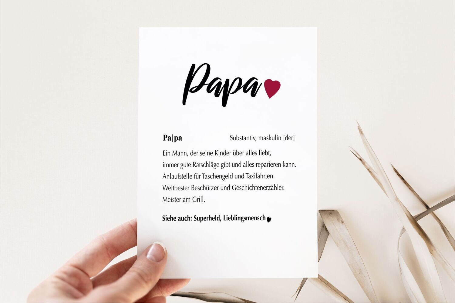 Karte Definition Papa mit Umschlag