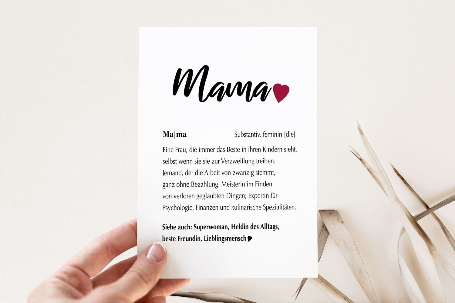 Karte Definition Mama mit Umschlag