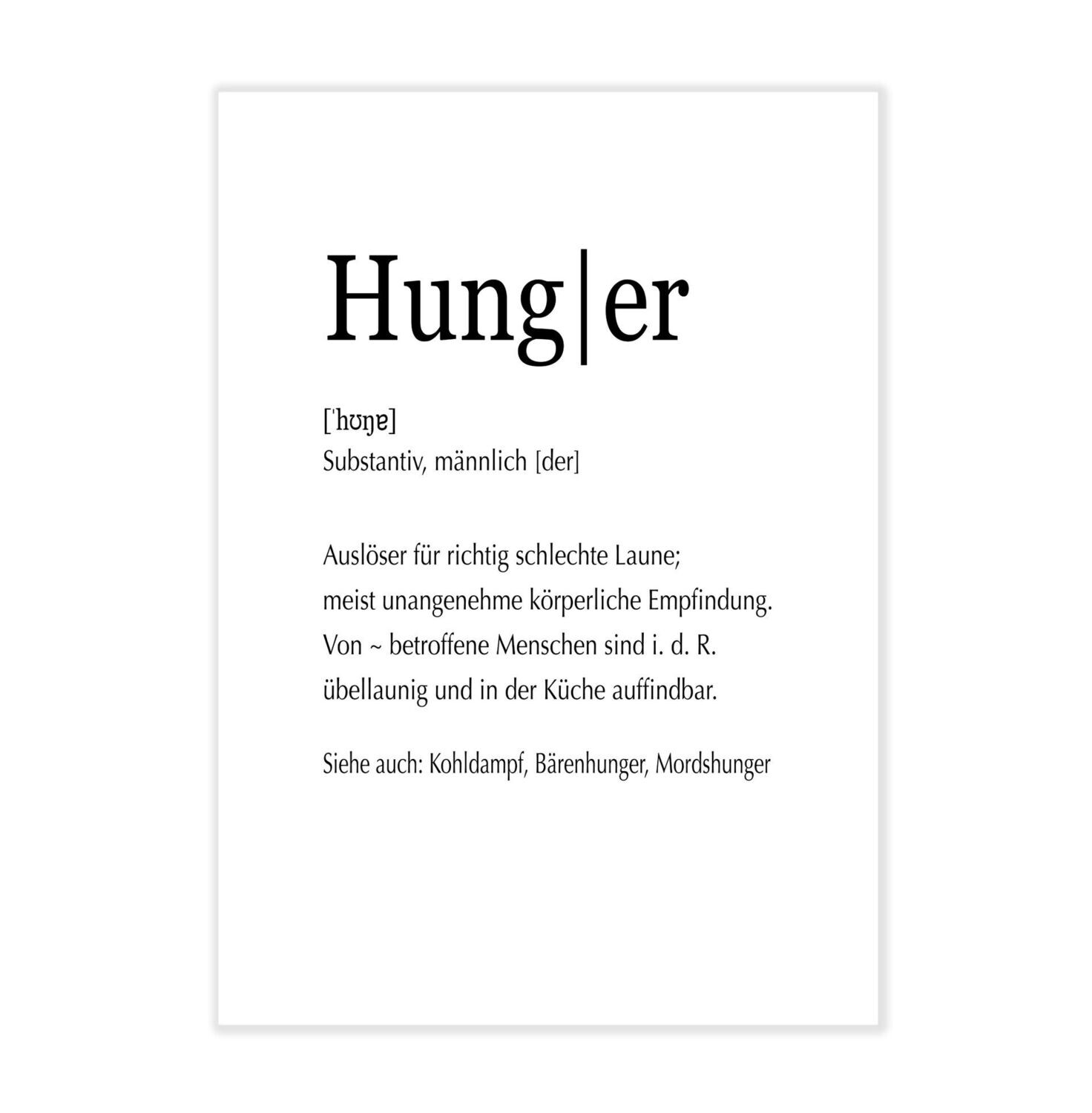 Poster mit Definition Hunger