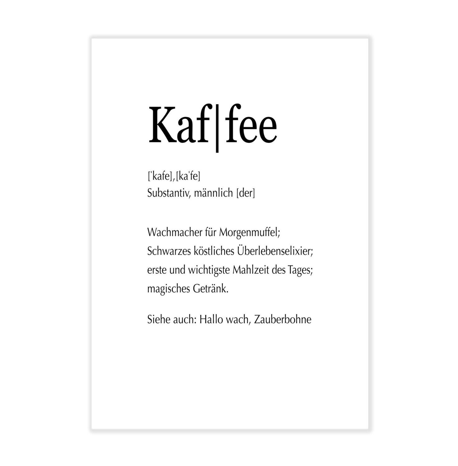 Poster mit Definition Kaffee