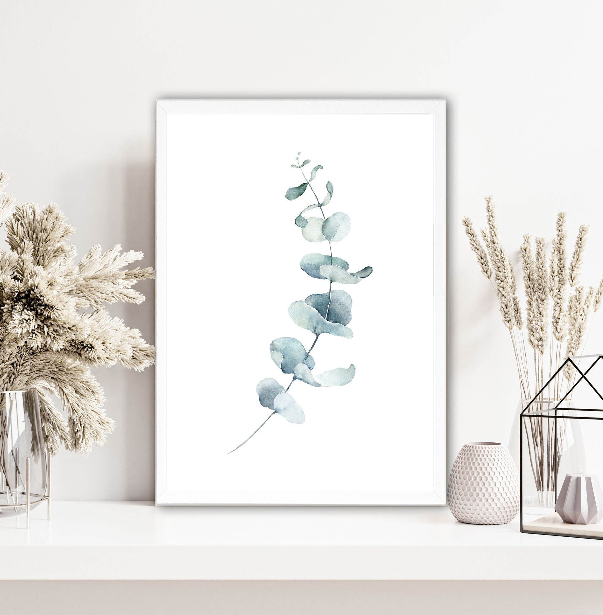 Moderne Poster im Aquarell-Stil mit Eukalyptus