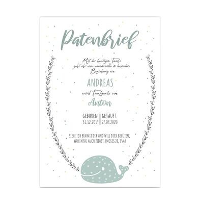 Persönlicher Patenbrief / Patenurkunde - Geschenk für die Taufpaten Persönlicher Patenbrief - Patenurkunde - Geschenk für die Taufpaten
