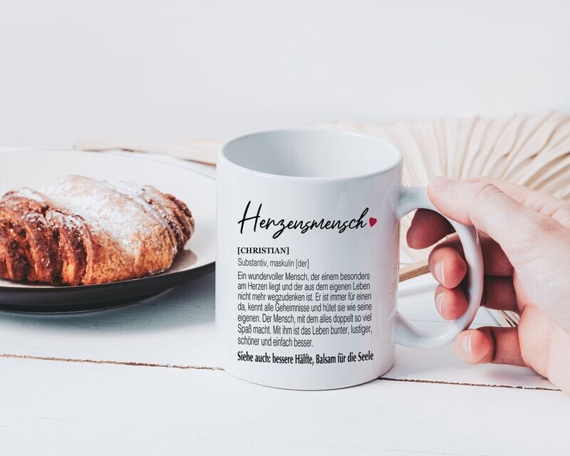 Personalisierbare Tasse "Definition Herzensmensch"