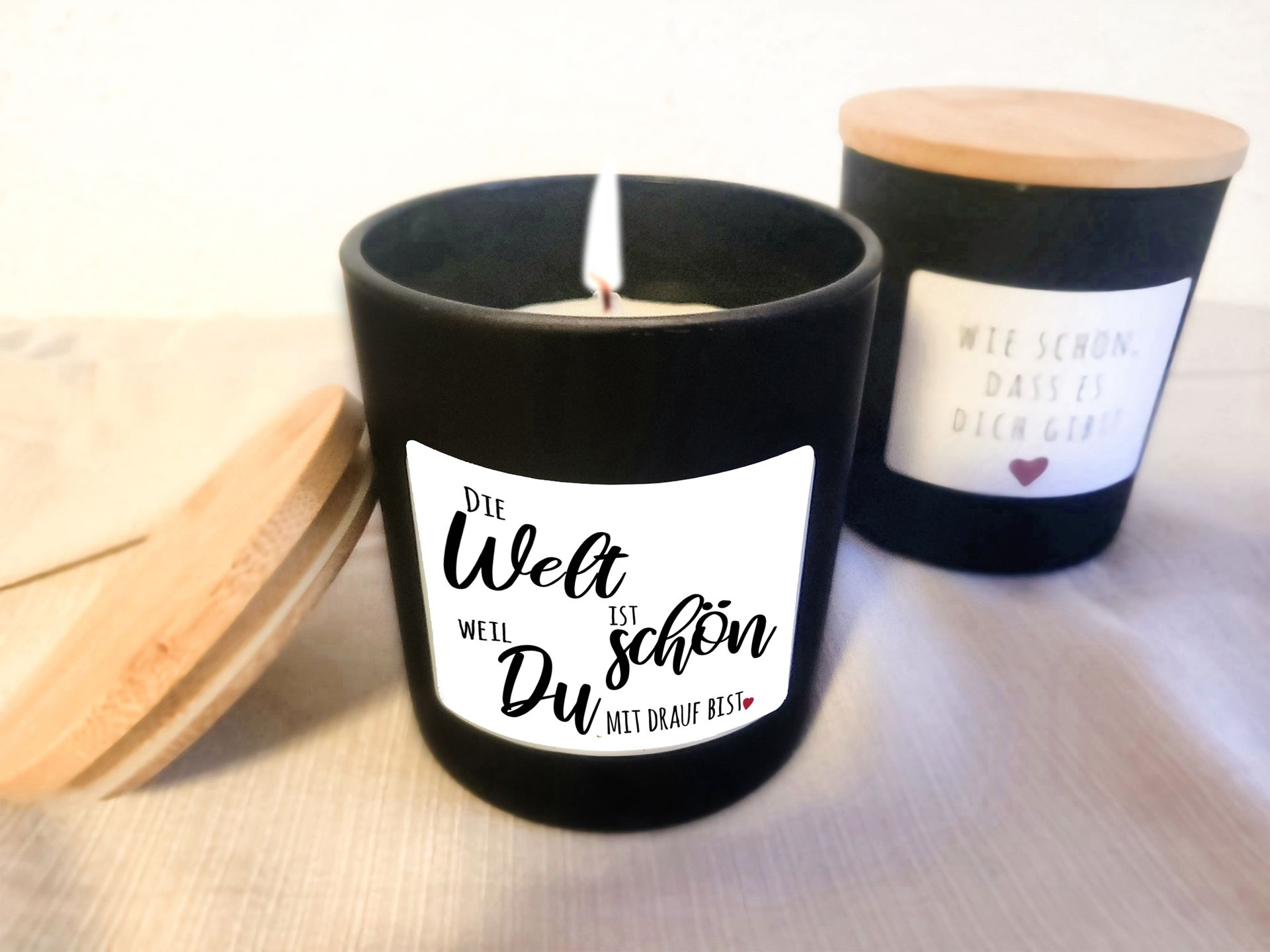 Duftkerze im Glas mit Spruch 