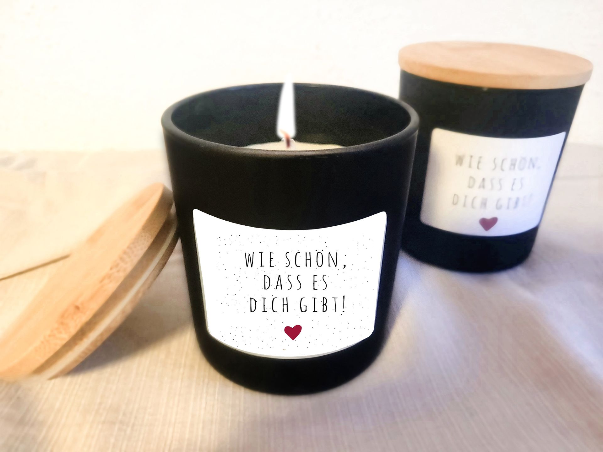 Duftkerze im Glas mit Spruch 