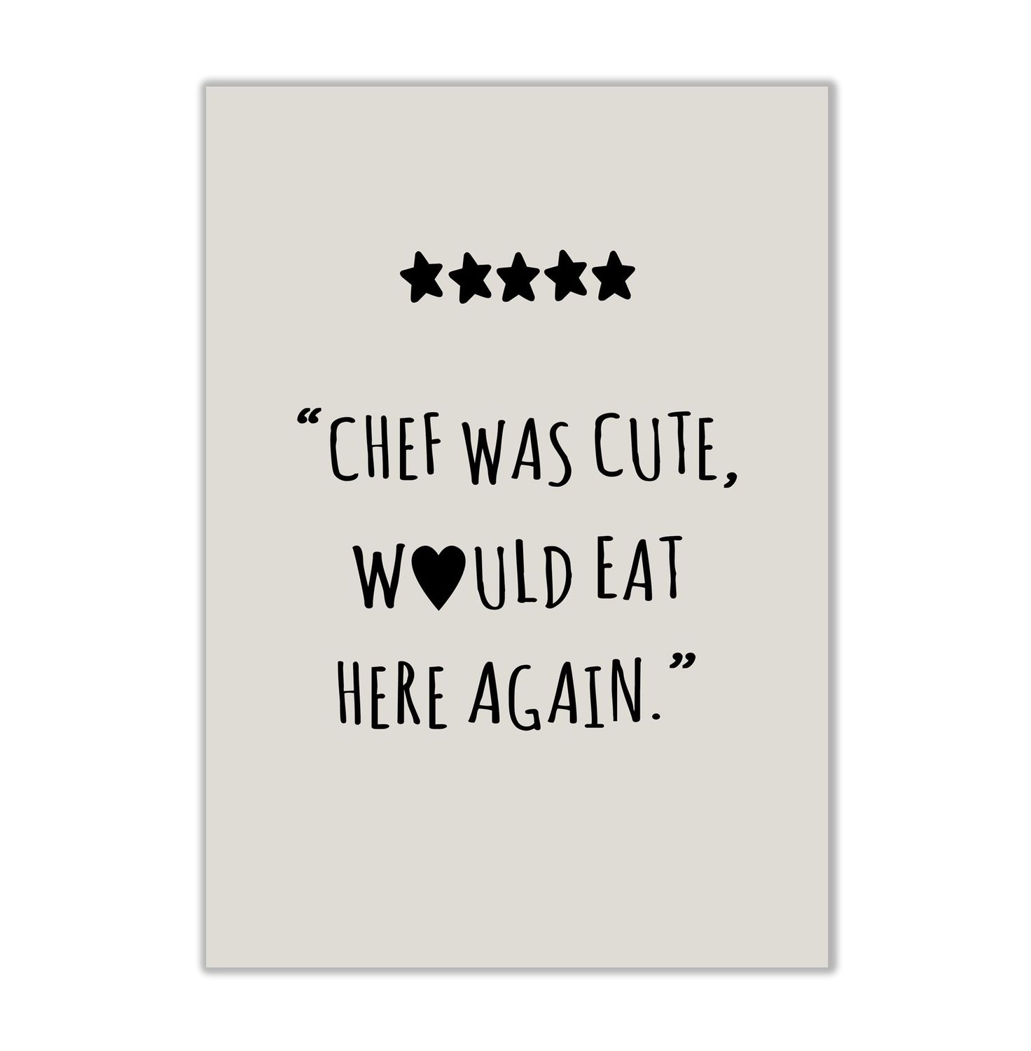 Poster mit Spruch für die Küche  "chef was cute, would eat here again"
