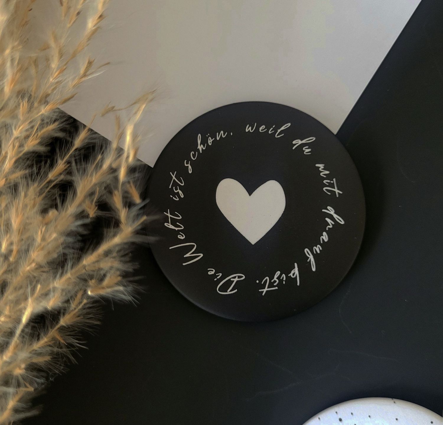 Großer Magnet für Pinnwand oder Kühlschrank mit Spruch "Die Welt ist schön weil du mit drauf bist"