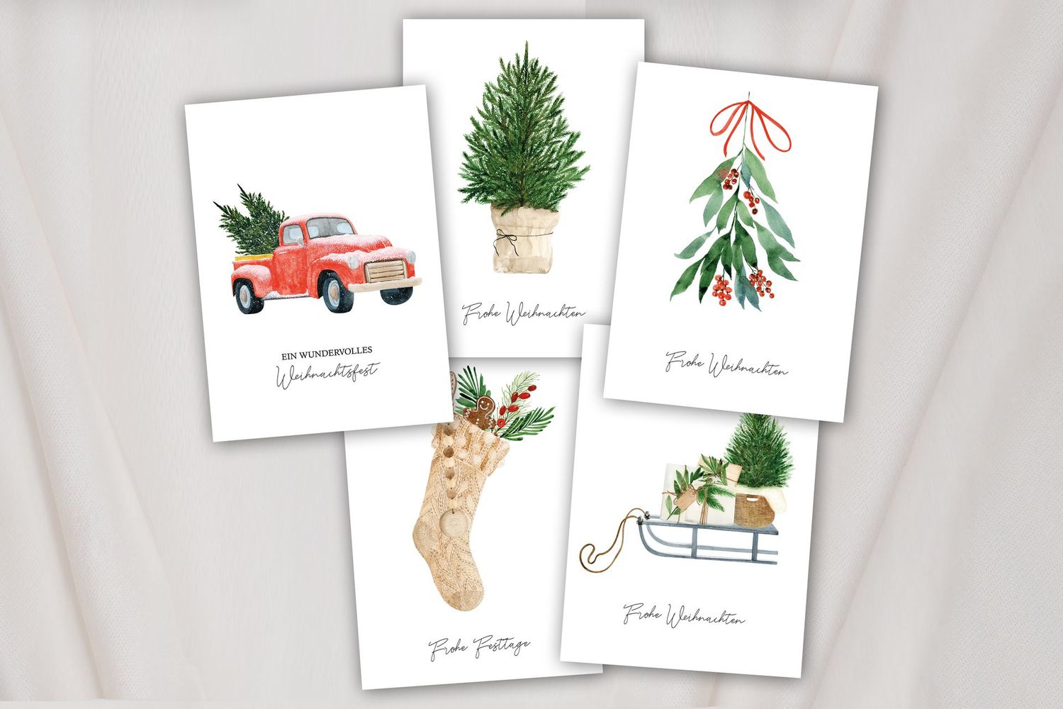 Weihnachtskarten-Set mit Umschlägen