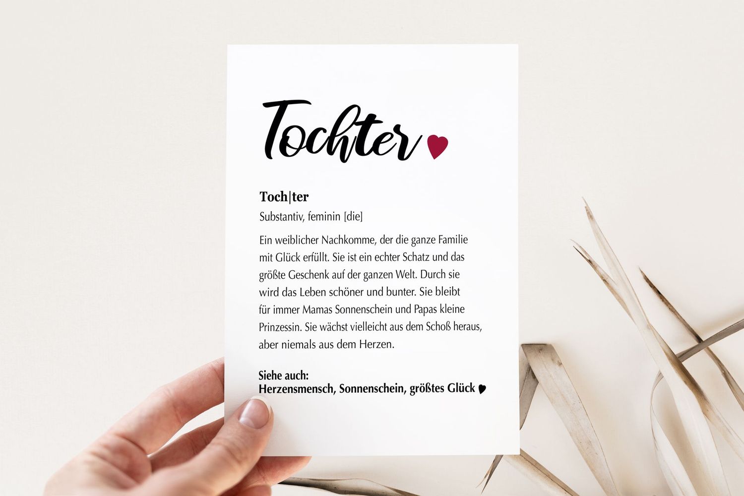 Karte Definition Tochter mit Umschlag