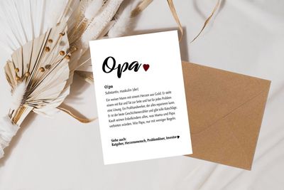 Karte Definition Opa mit Umschlag
