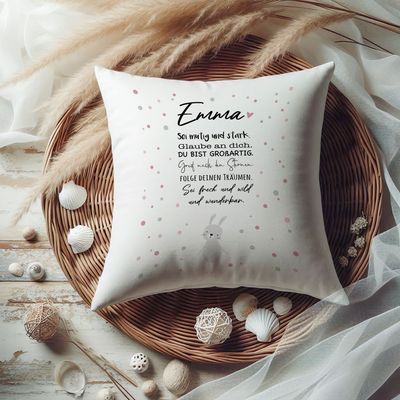 Kissen Hase mit Name und Spruch Kissen Hase mit Name und Spruch