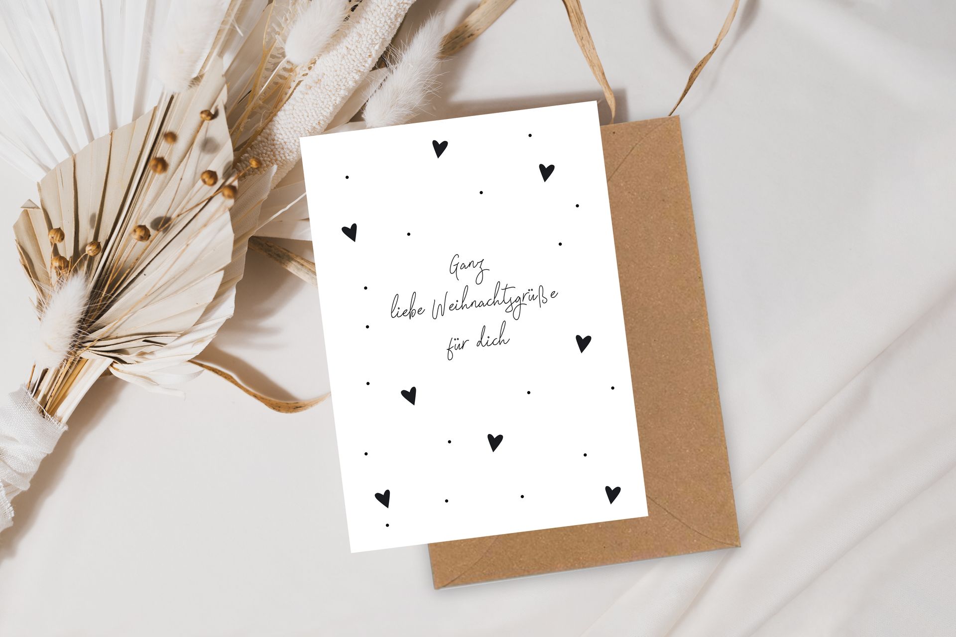 Moderne Weihnachtskarte mit Umschlag