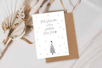 Moderne Weihnachtskarte mit Umschlag Moderne Weihnachtskarte mit Umschlag