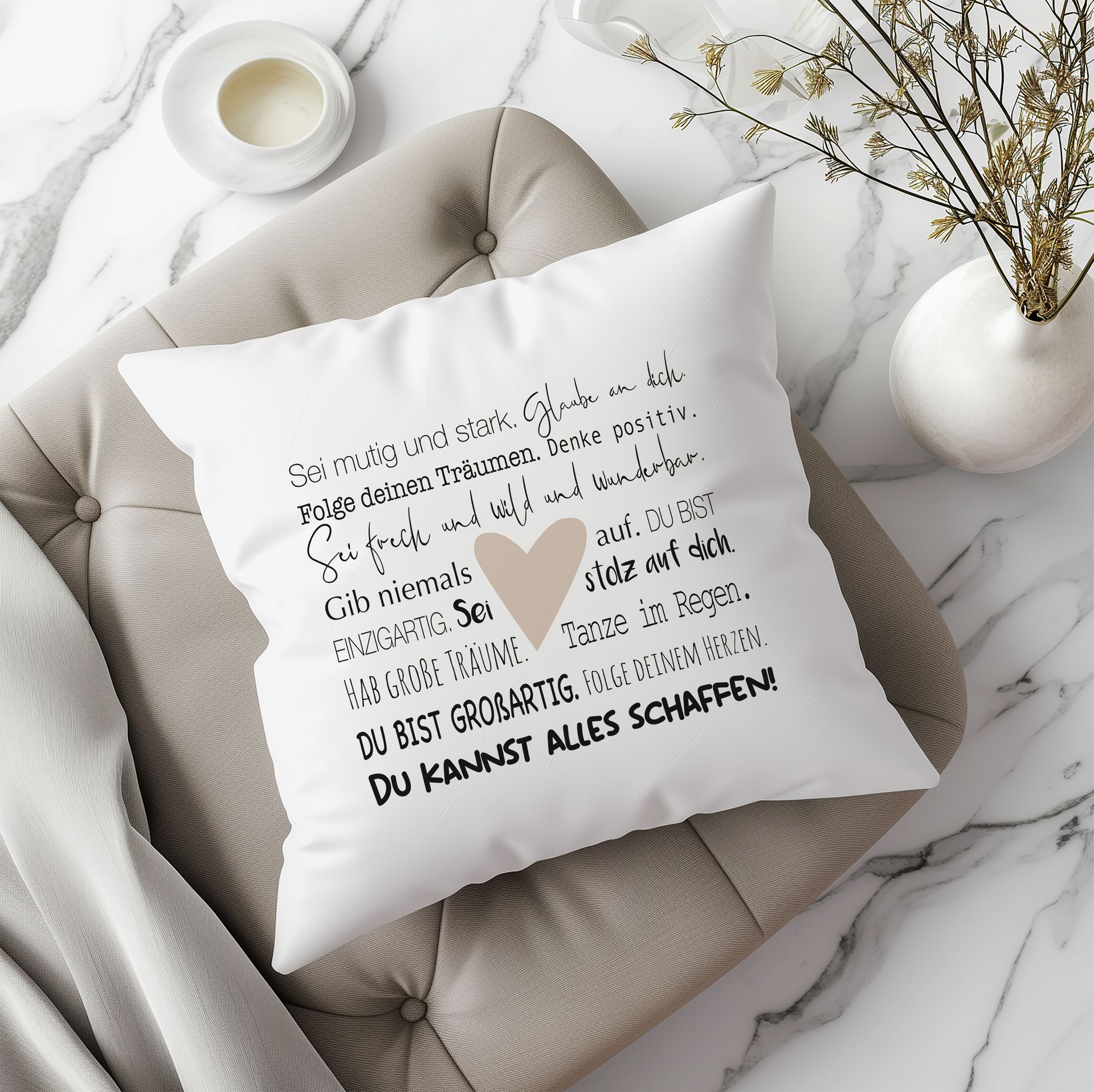Kissen mit vielen lieben Wünschen