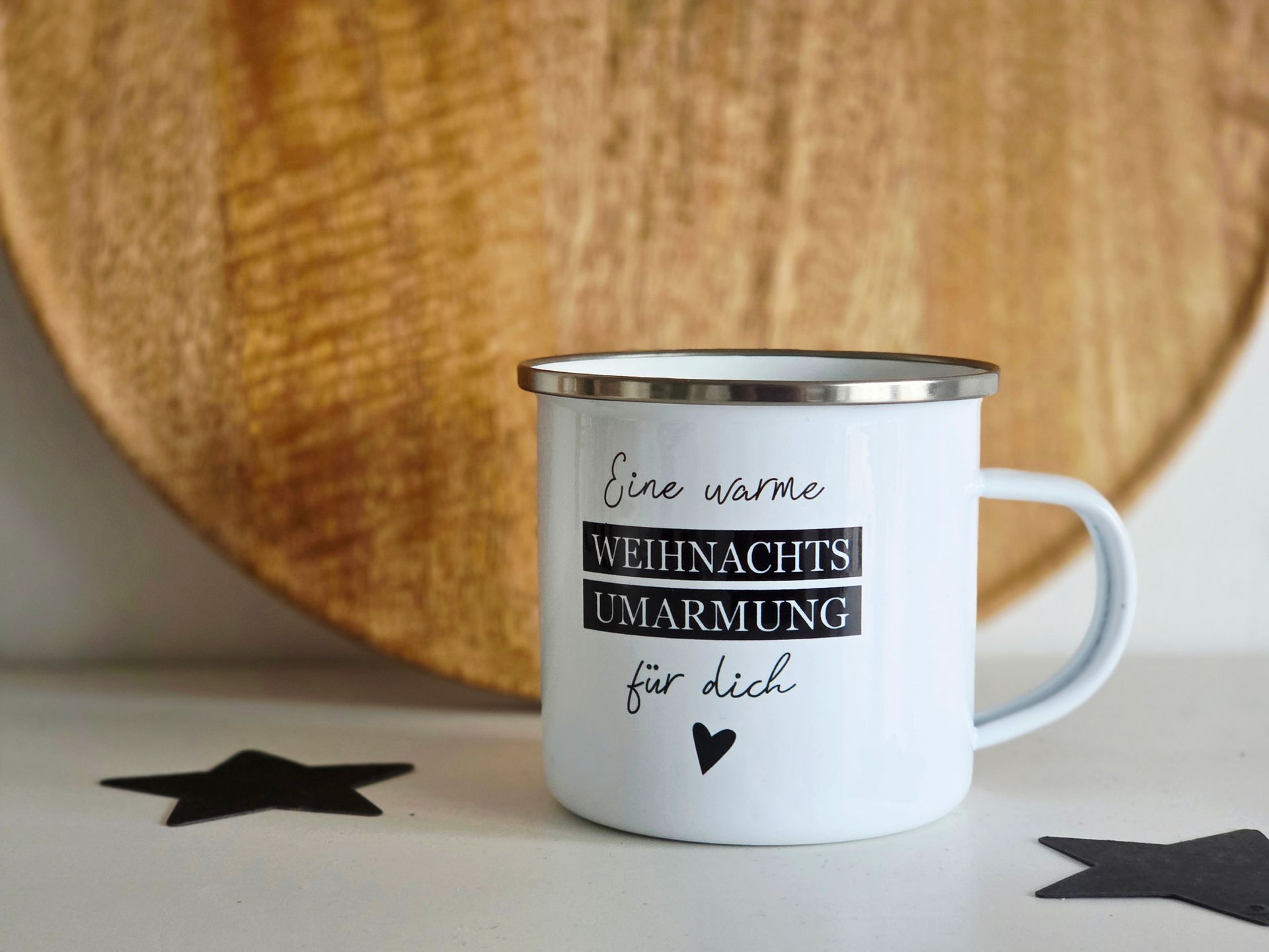 Personalisierbare Emaille Tassen mit Spruch 