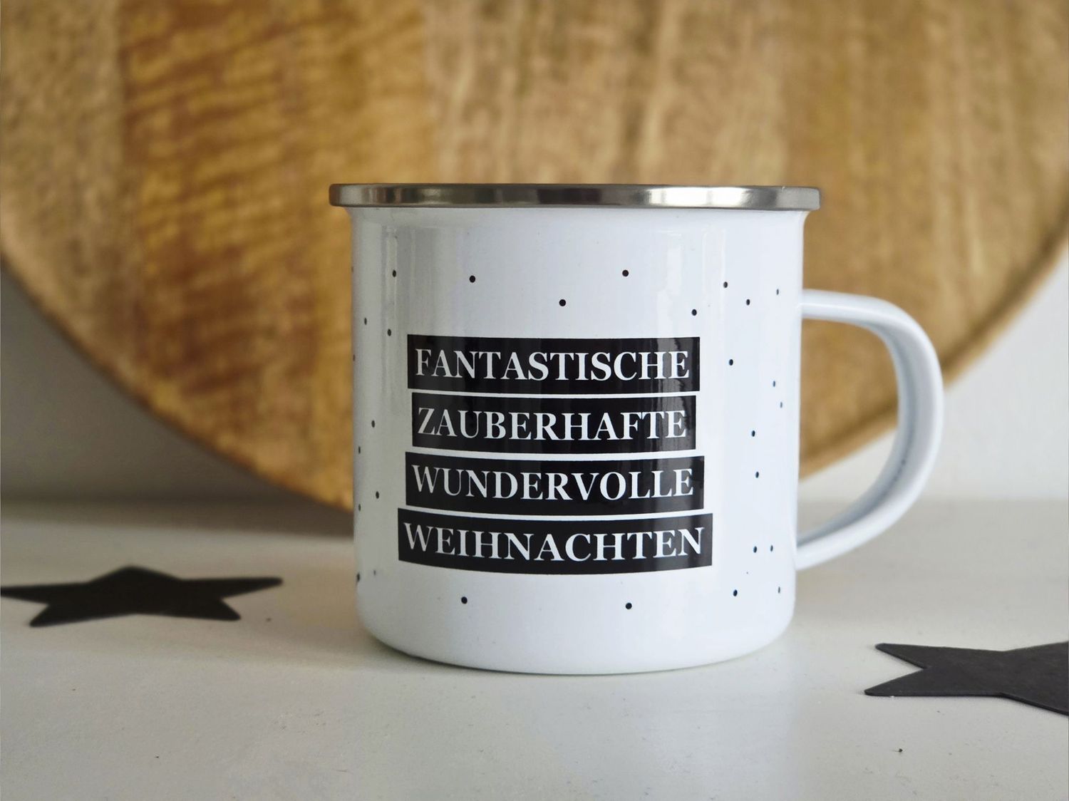 Personalisierbare Emaille Tassen mit Spruch Personalisierbare Emaille Tassen mit Spruch