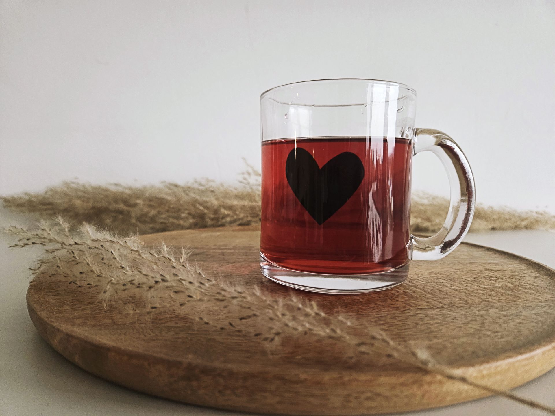 Handgefertigtes Teeglas/Teetasse aus Glas mit Herz