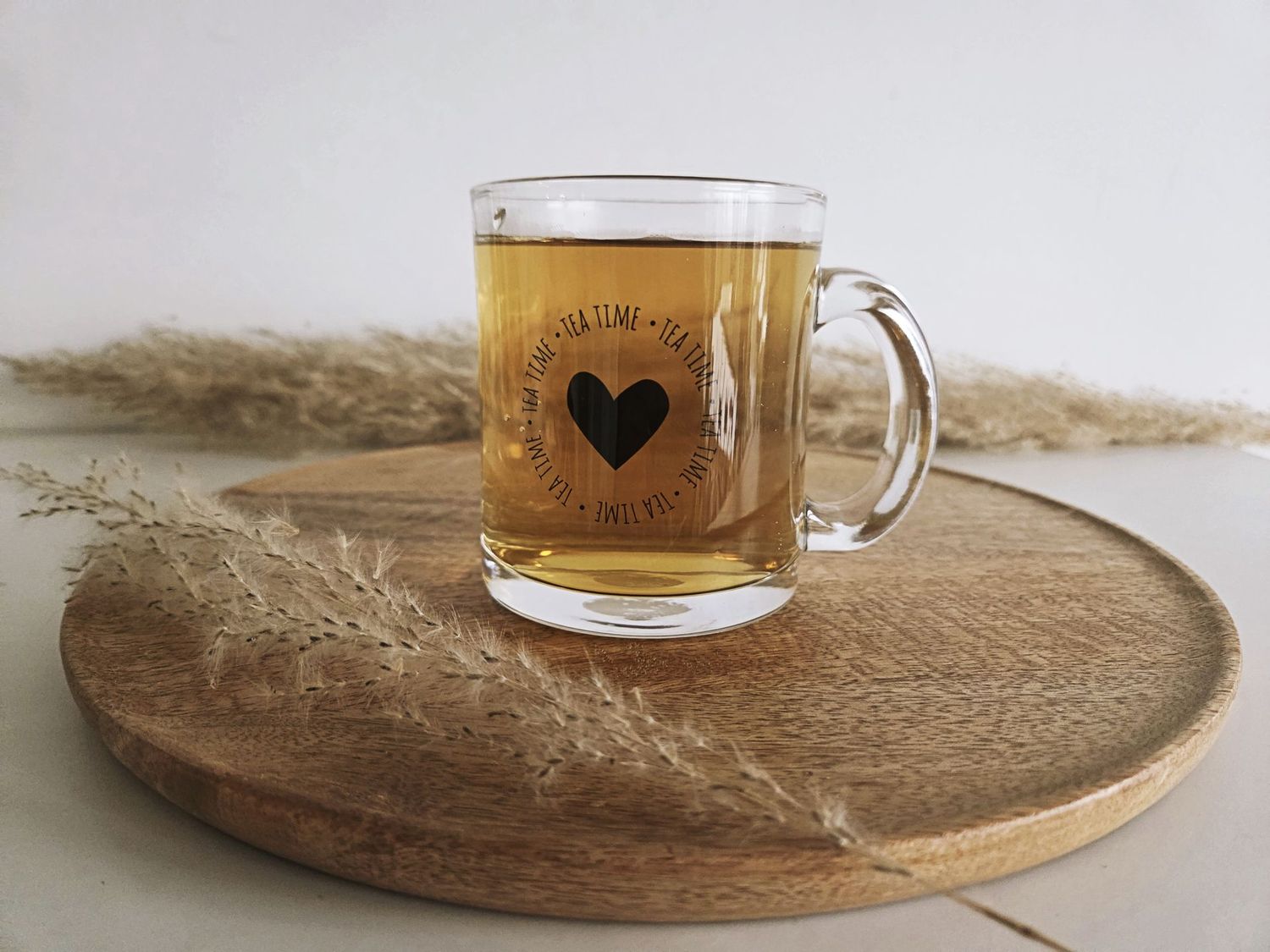 Handgefertigtes Teeglas/Teetasse aus Glas mit Herz Handgefertigtes Teeglas/Teetasse aus Glas mit Herz "tea time"