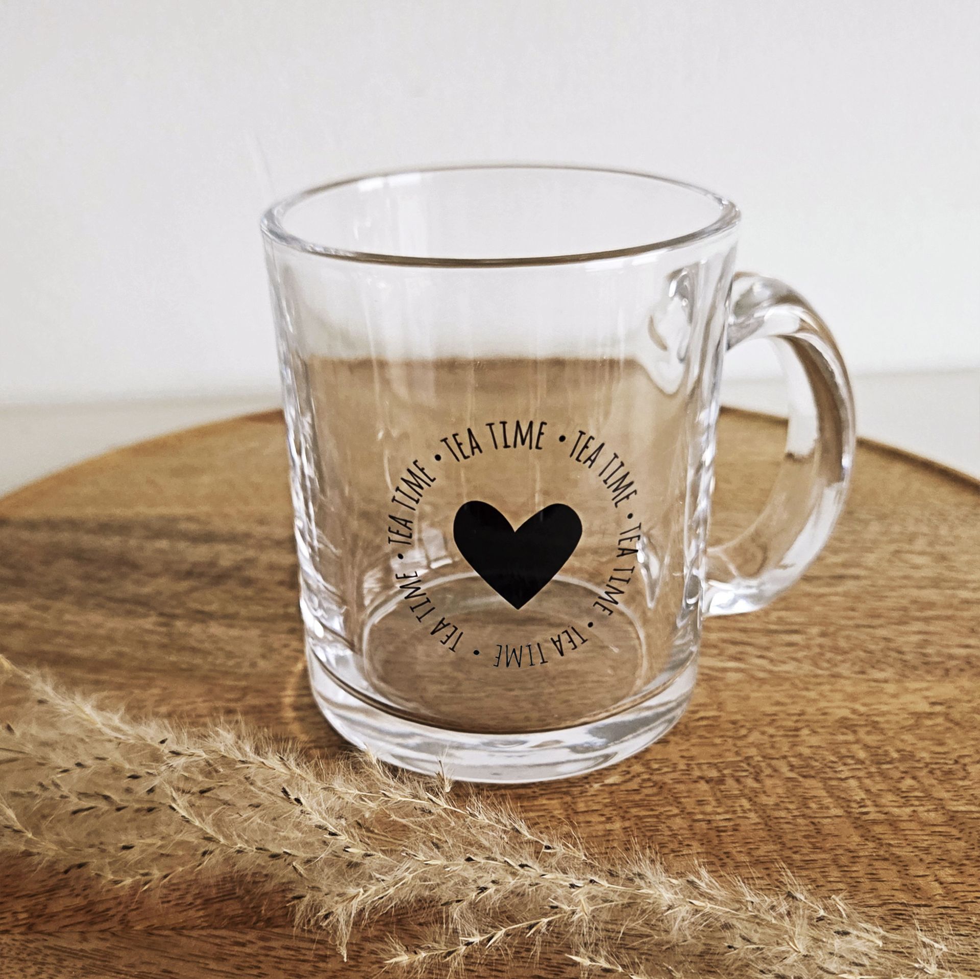 Handgefertigtes Teeglas/Teetasse aus Glas mit Herz