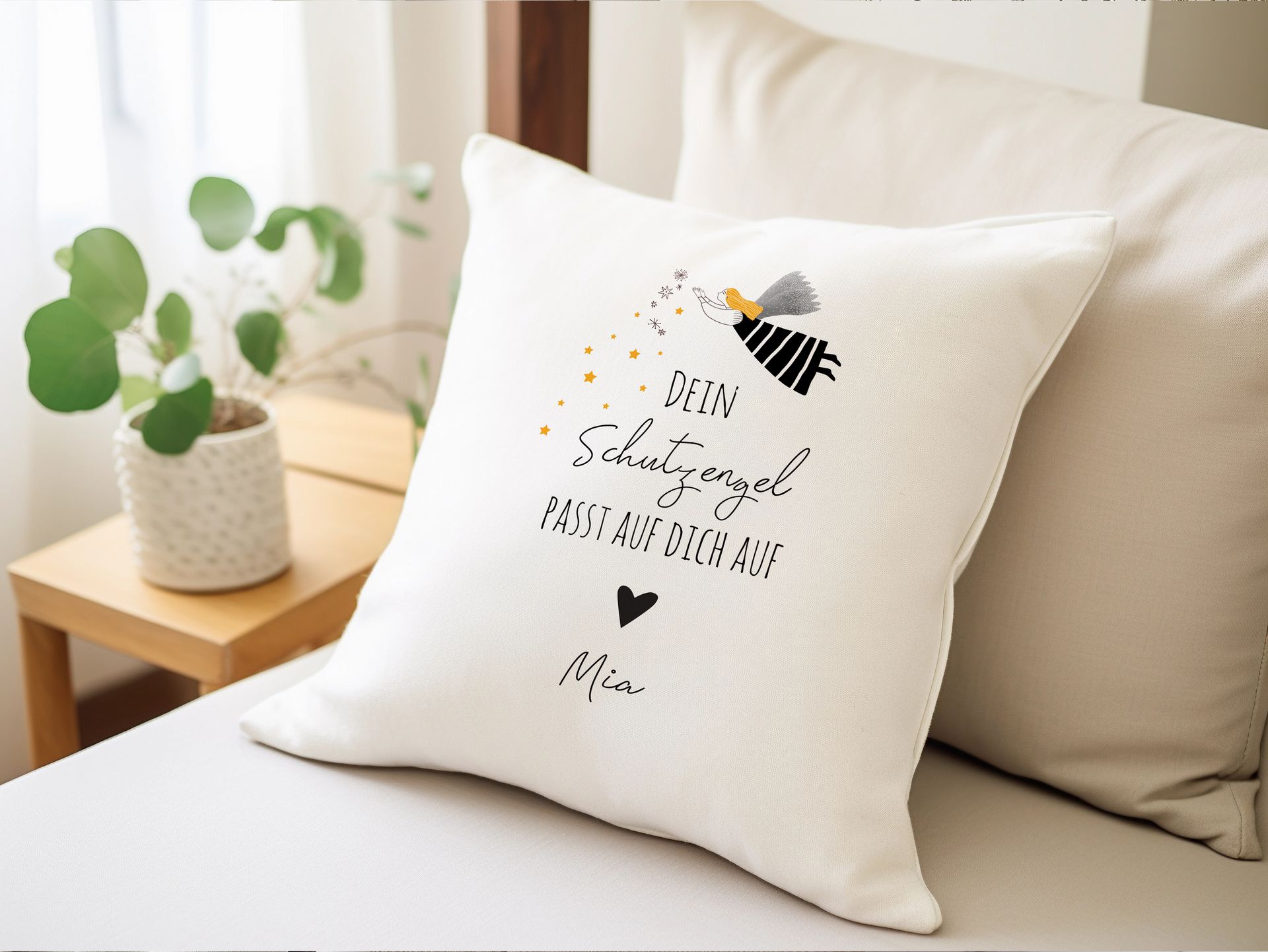 Schutzengel Kissen mit Wunschname personalisierbar