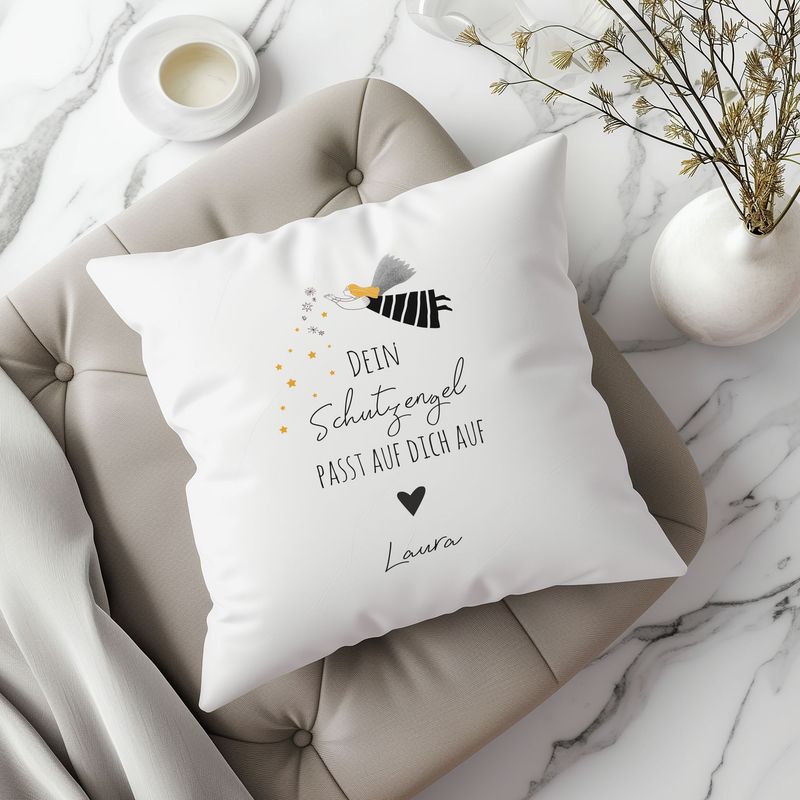 Schutzengel Kissen mit Wunschname personalisierbar Schutzengel Kissen mit Wunschname personalisierbar
