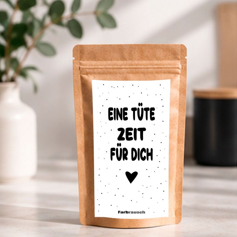 Tee Tütchen mit Spruch „Eine Tüte Zeit für dich Tee Tütchen mit Spruch „Eine Tüte Zeit für dich"