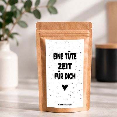 Tee Tütchen mit Spruch „Eine Tüte Zeit für dich Tee Tütchen mit Spruch „Eine Tüte Zeit für dich"