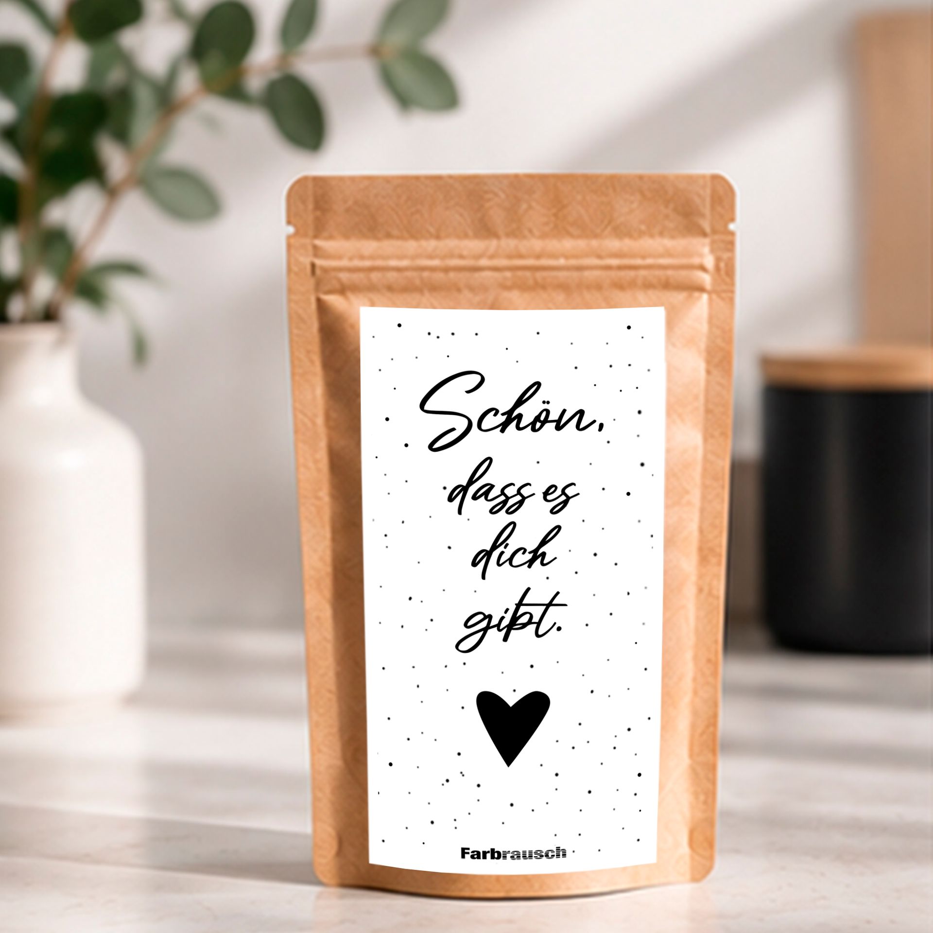 Tee Tütchen mit Spruch „Schön, dass es dich gibt