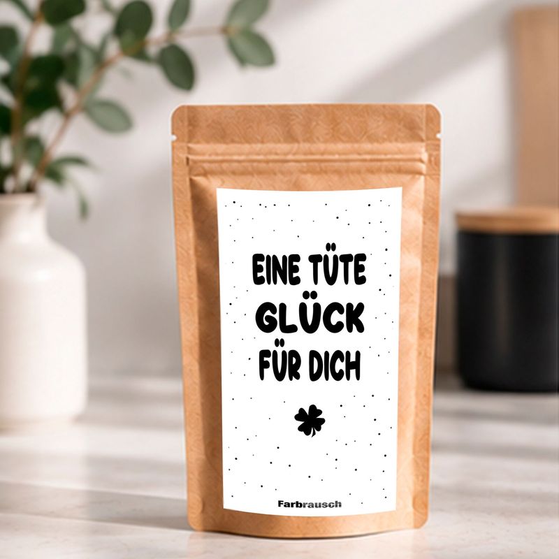 Tee Tütchen mit Spruch „Eine Tüte Glück für dich Tee Tütchen mit Spruch „Eine Tüte Glück für dich"
