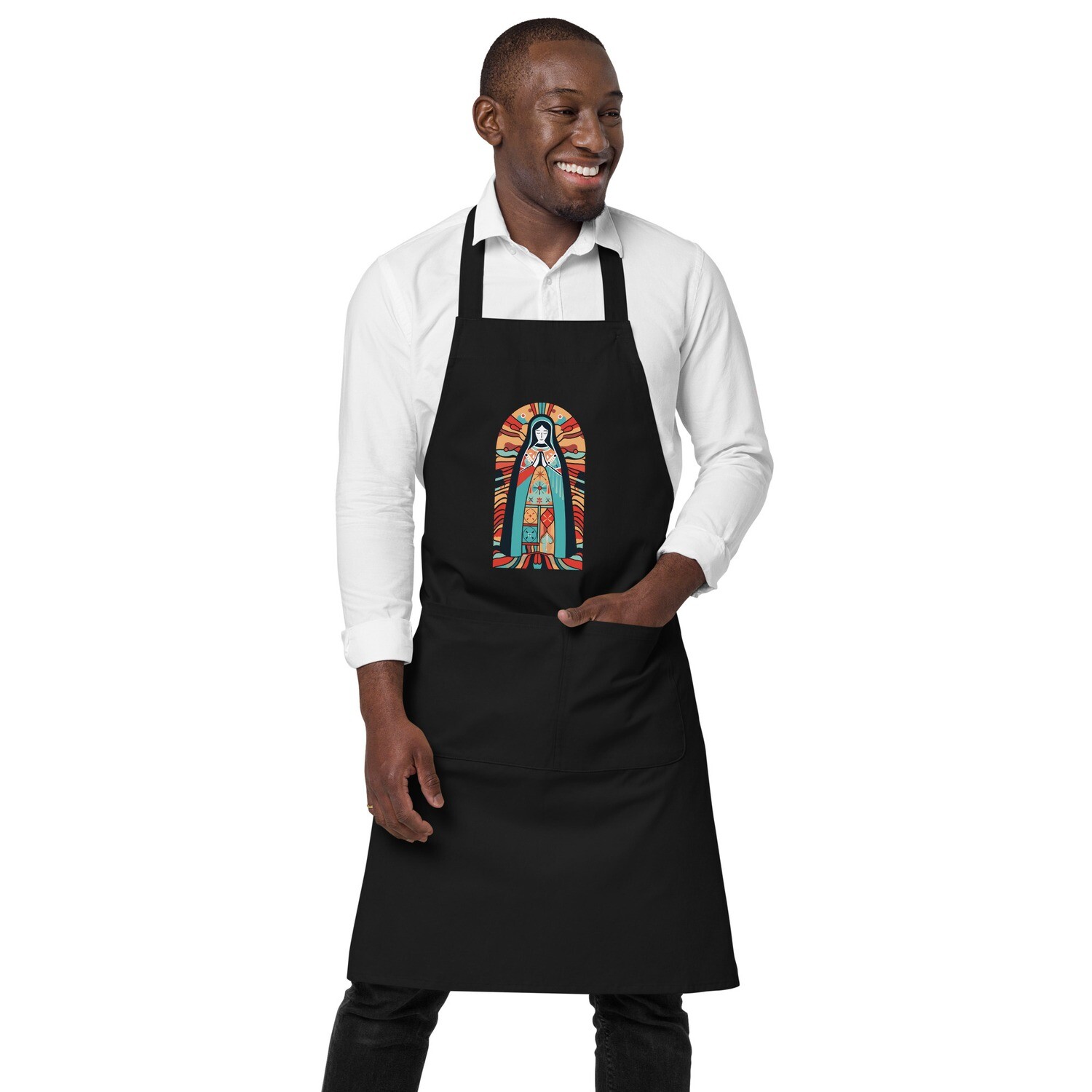 100% Organic Cotton Apron - Our Lady of Guadalupe Inspired by Paul Klee