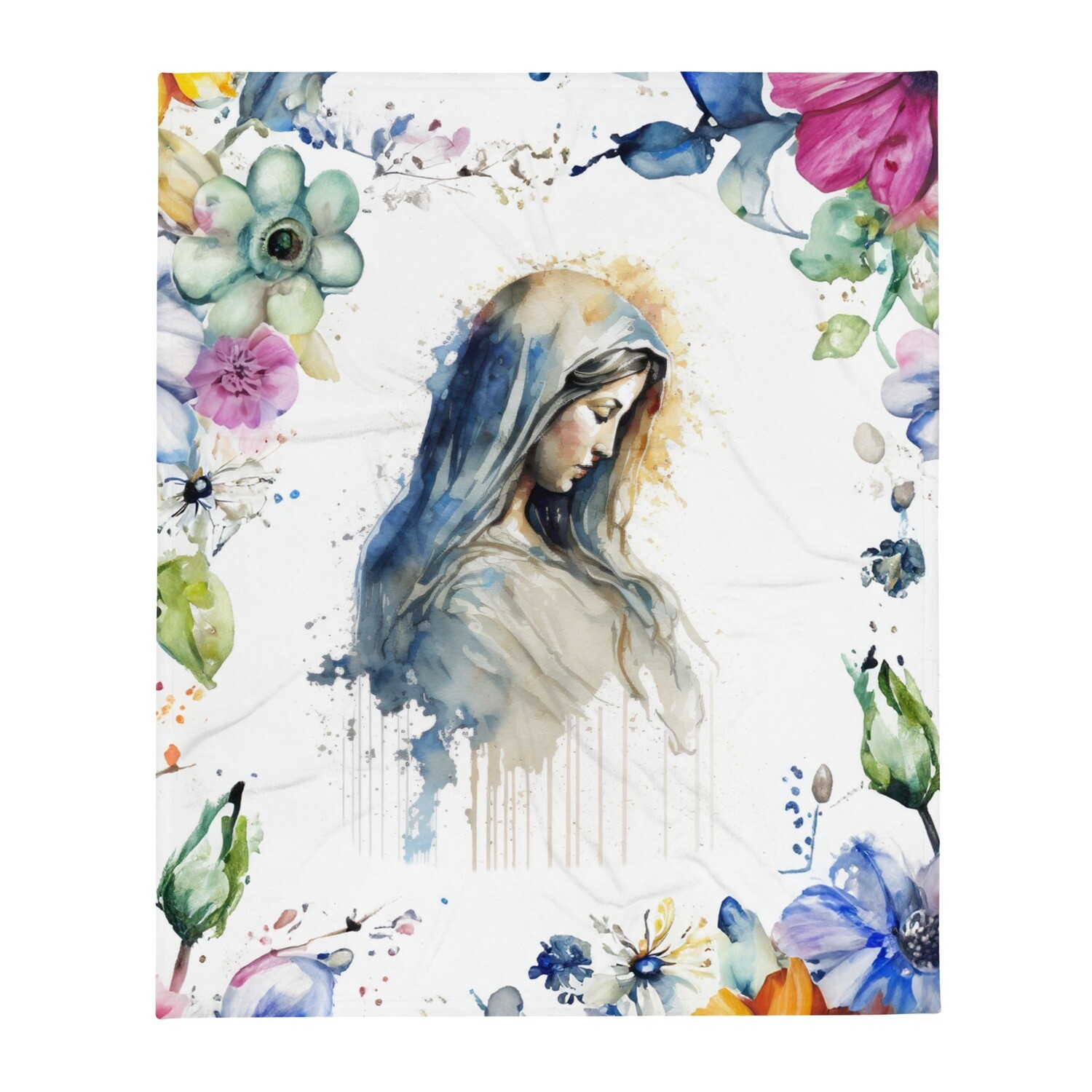 The Virgin Mary amongst Flowers Throw Blanket