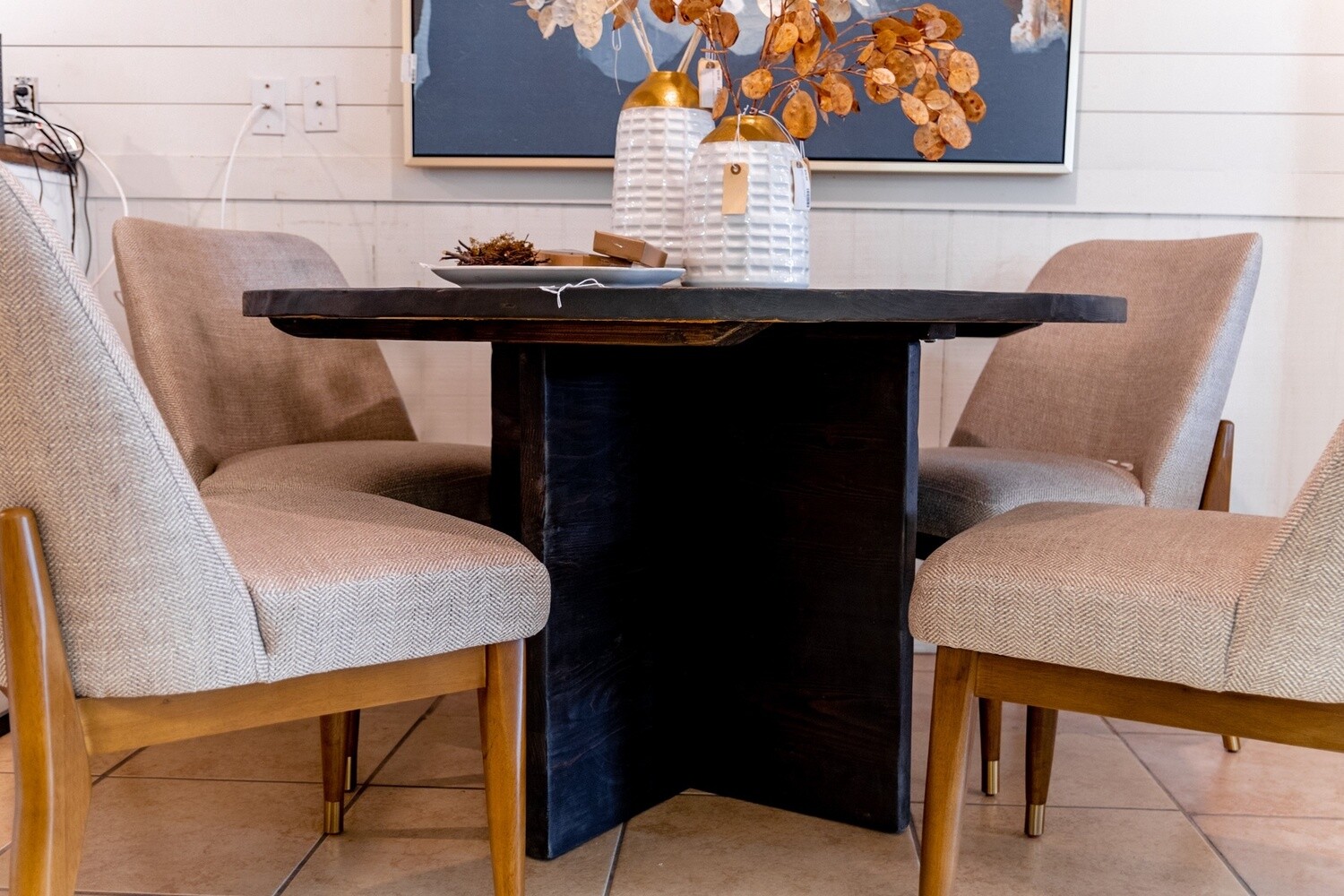 Cross Base Round Table, Size: 50 Inch, Colour: Espresso