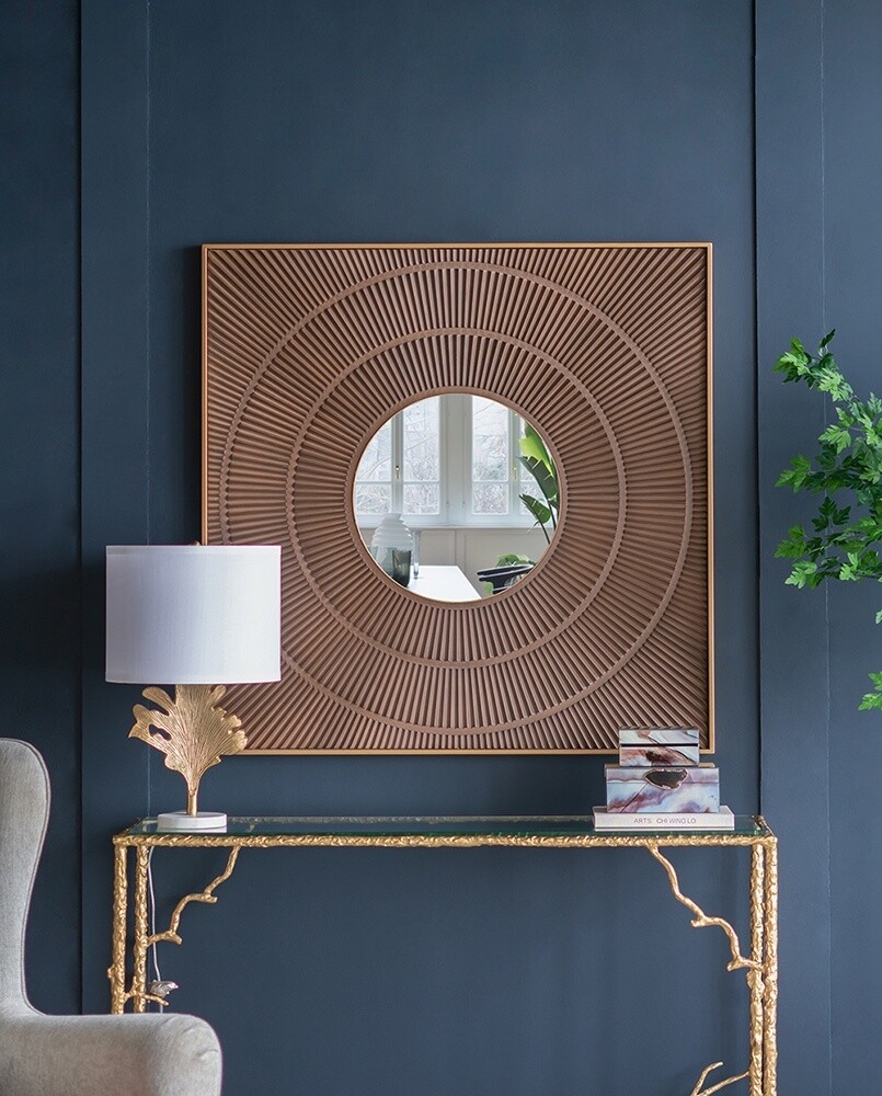 MBW -  CARVED BROWN MIRROR  39.5&quot;SQ