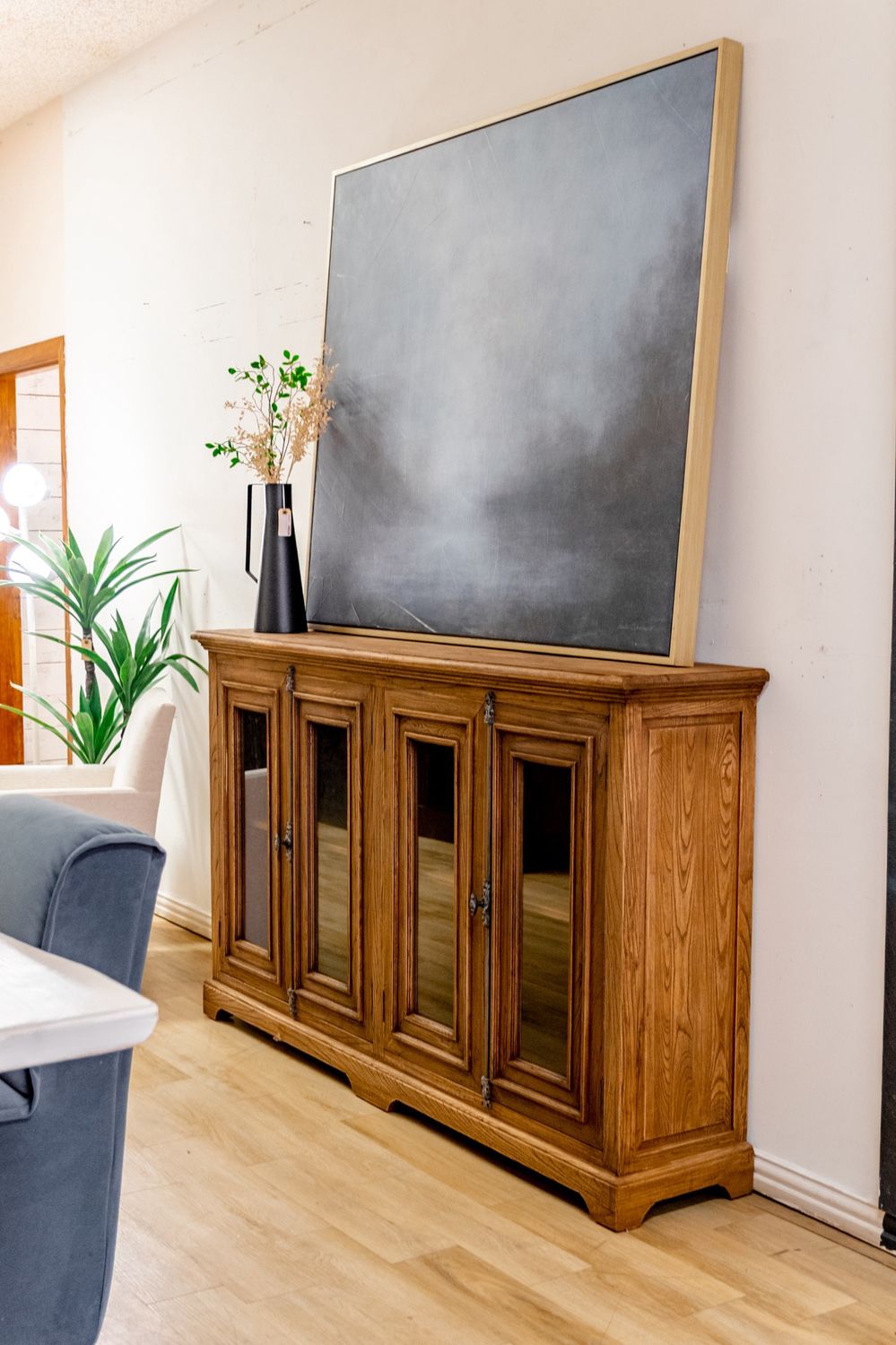 Elm Sideboard W/ Glass Doors 74&quot;