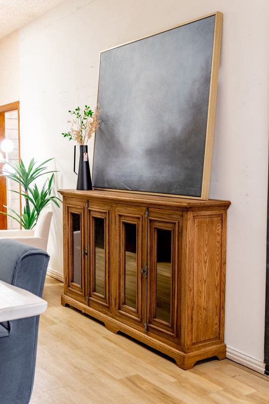 Elm Sideboard W/ Glass Doors 74&quot;