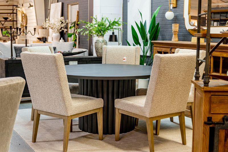 AMV - 61&#39; Black Oak Fluted Base Table