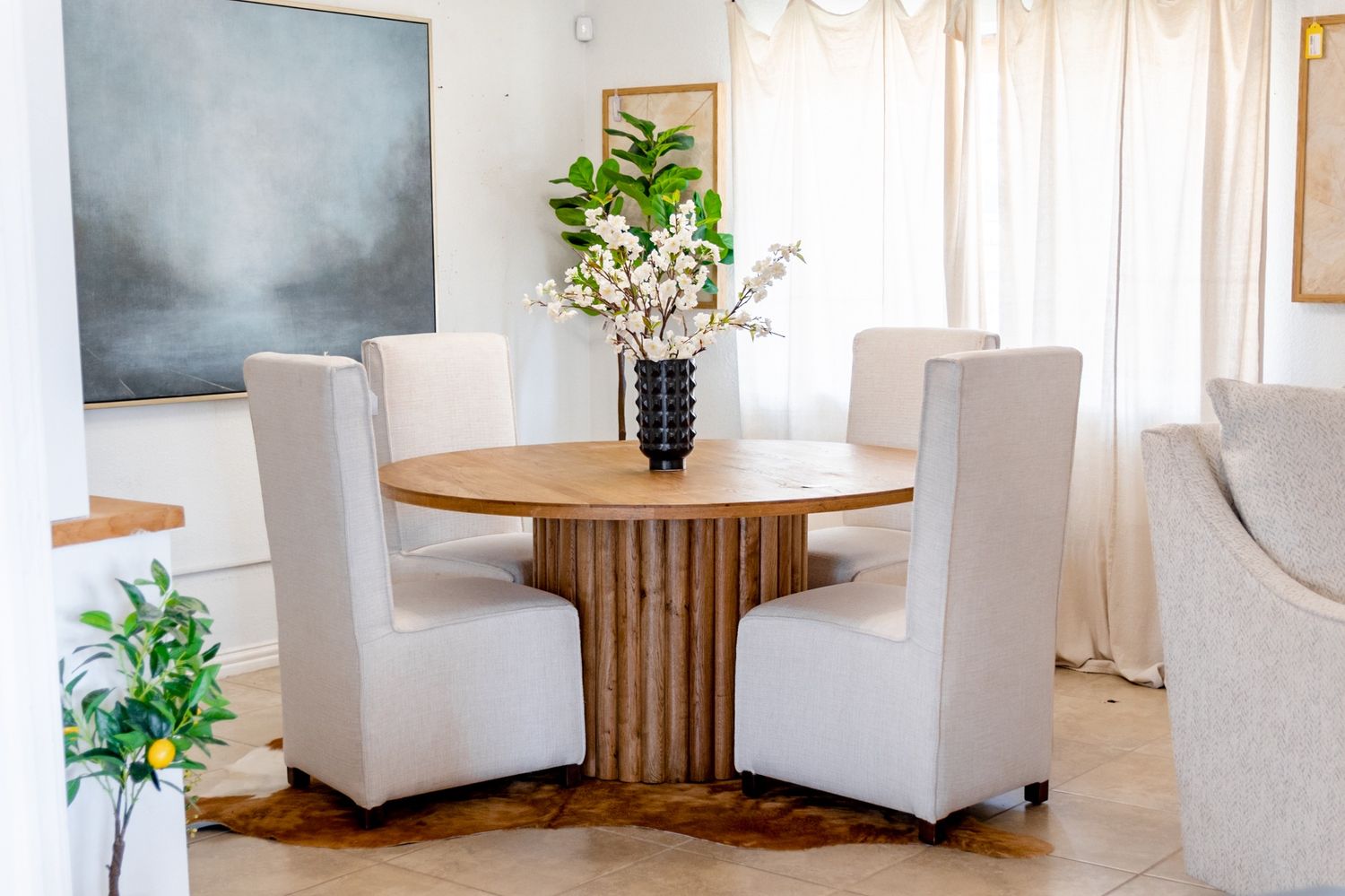 AMV - 61&#39; Natural Oak Fluted Base Table