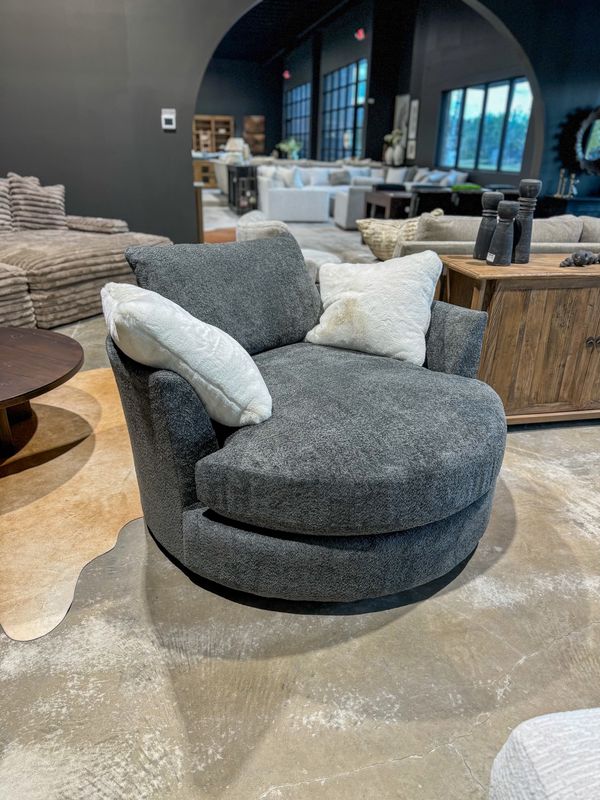 Oversized Fluffy Chair Cuddle Charcoal Fabric