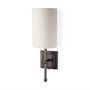 MBW - BROWN METAL WALL SCONCE W/WHITE SHADE