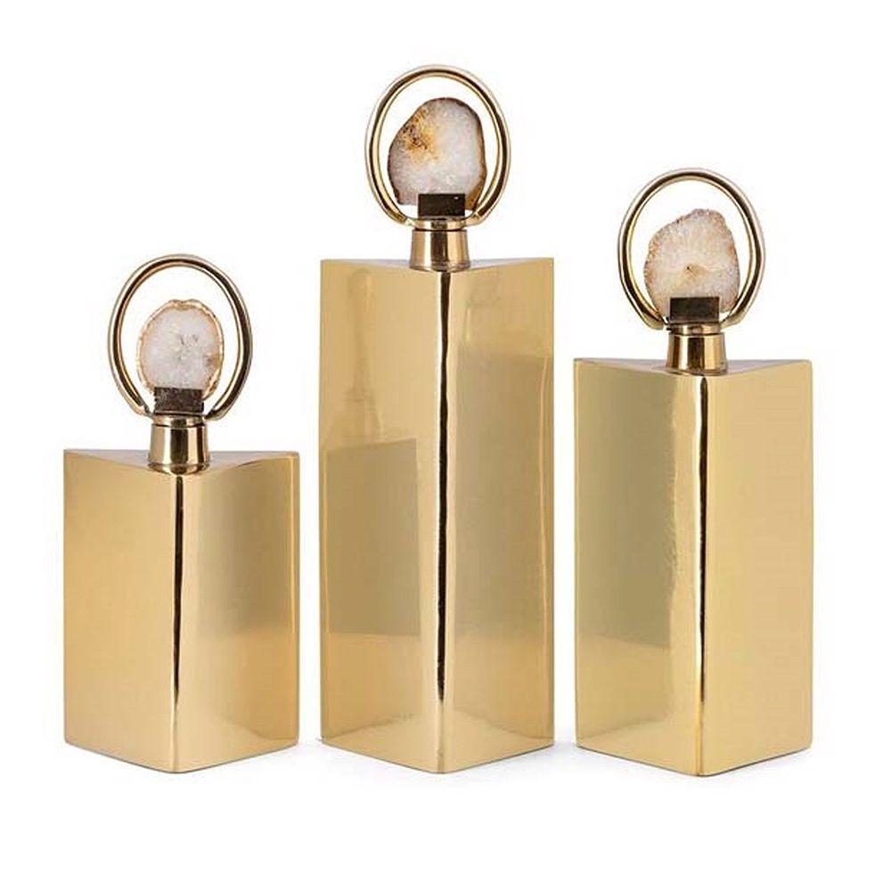 MBW - SET OF 3 GOLD W/AGATE