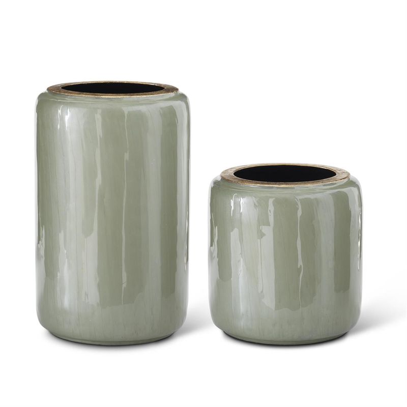 MBW - GLOSSY SAGE GREEN IRON VASE 1