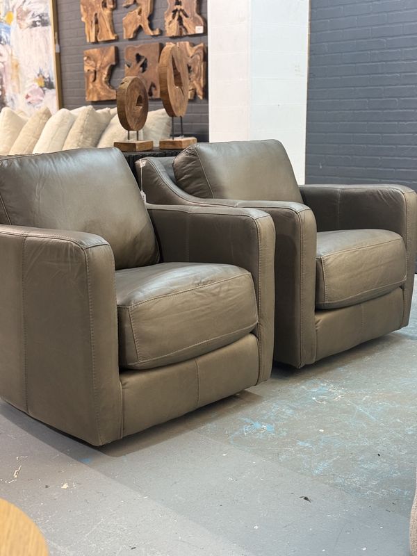 Grey Swivel Italian Leather
