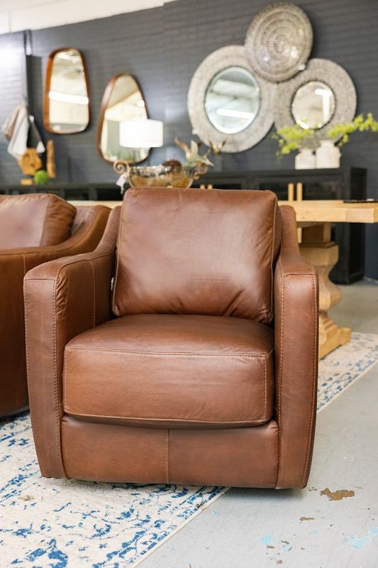 Brown Swivel Italian Leather